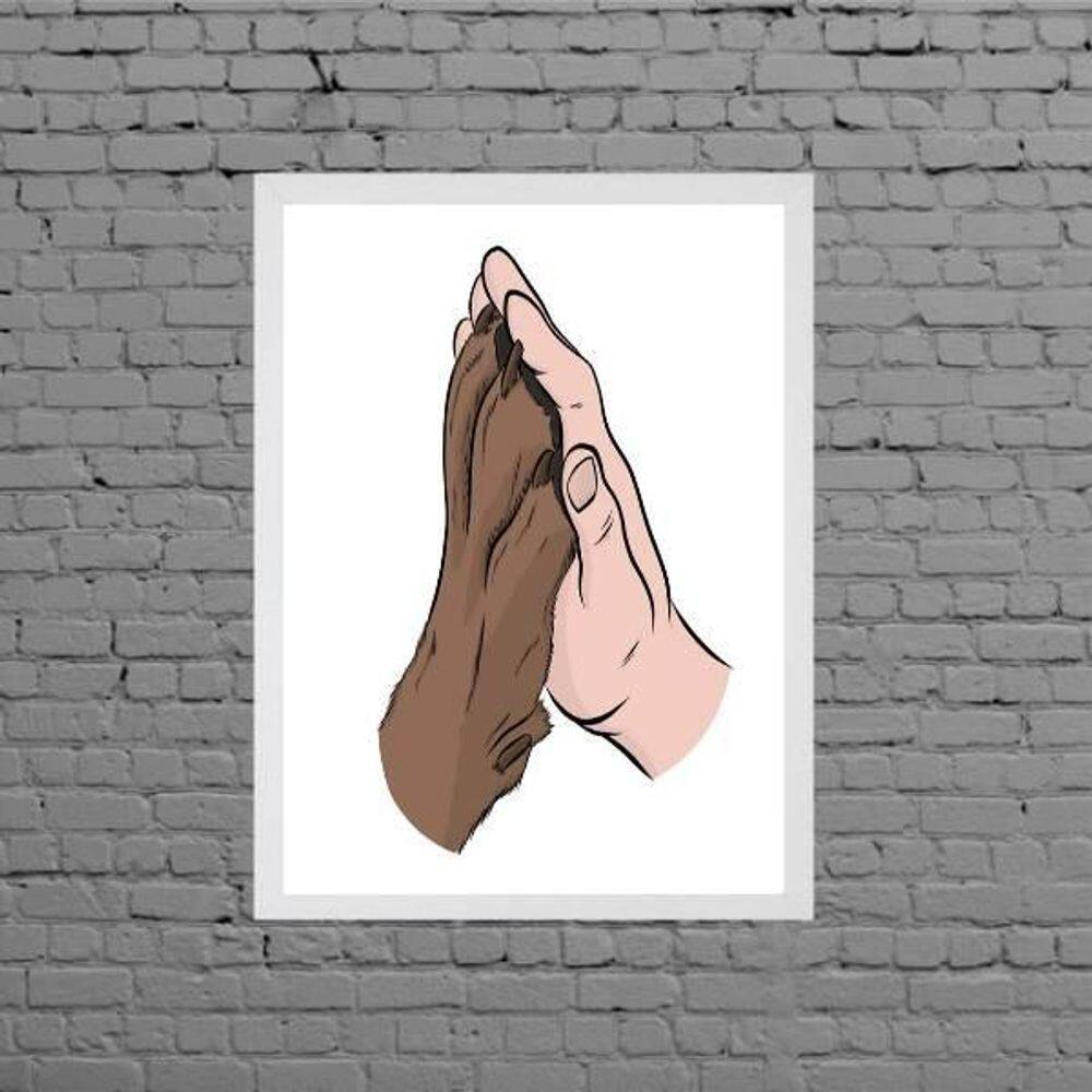 Quadro Decorativo Mão E Pata 33X24Cm - Com Vidro