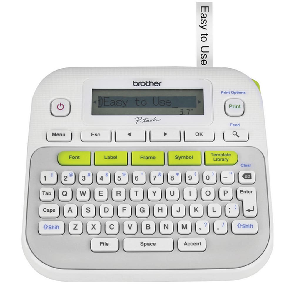 Rotulador Impressora de Etiqueta Eletrônico Portátil Brother PTD210 Display LCD Qwerty Branco