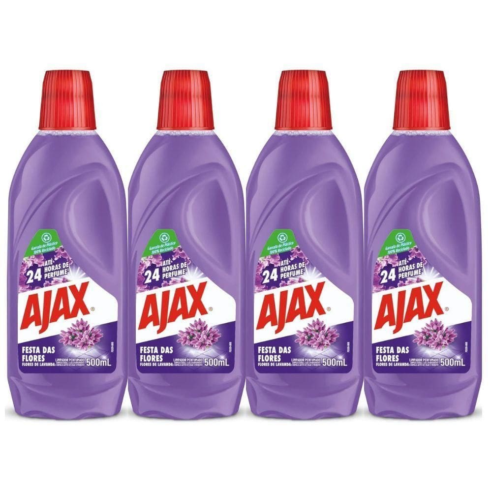 Kit 4 Limpador Diluível Ajax Festa Das Flores Lavanda 500ml