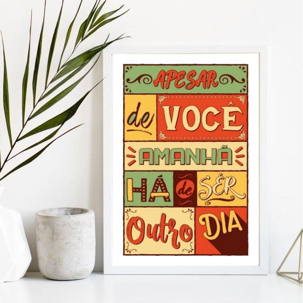 Quadro de Parede 24x18cm - Vidro e Moldura de Madeira Preta