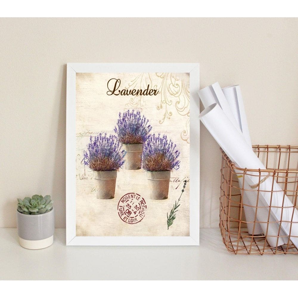 Quadro Decorativo Vasinhos De Lavanda 24X18Cm - Com Vidro
