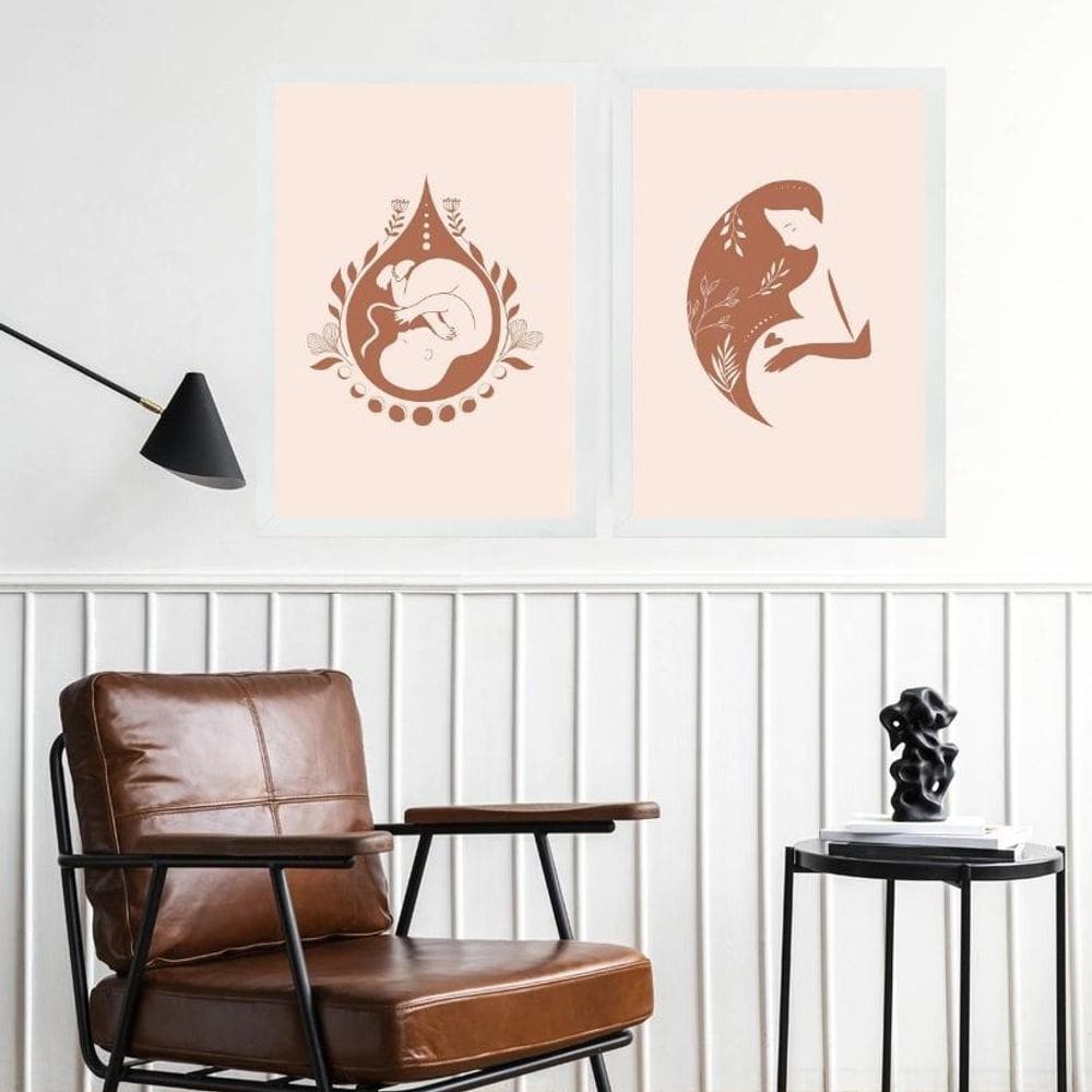 Kit 2 Quadros Ginecologia Maternidade Gestação 24X18Cm