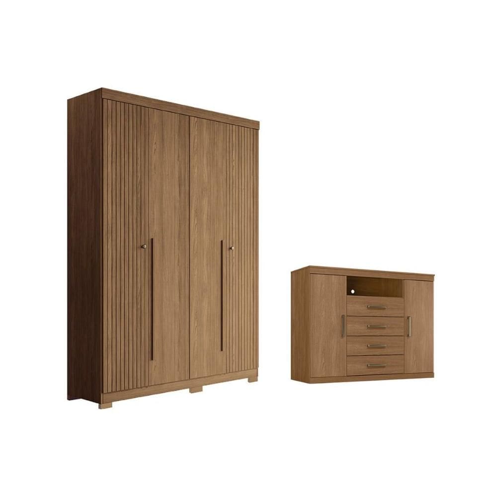 Quarto Completo Modu +1Cômoda QC329 Jatobá - Santos Andirá