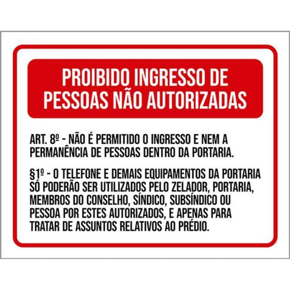 Kit 10 Placas Proibido Ingressos Pessoas Não Autorizadas