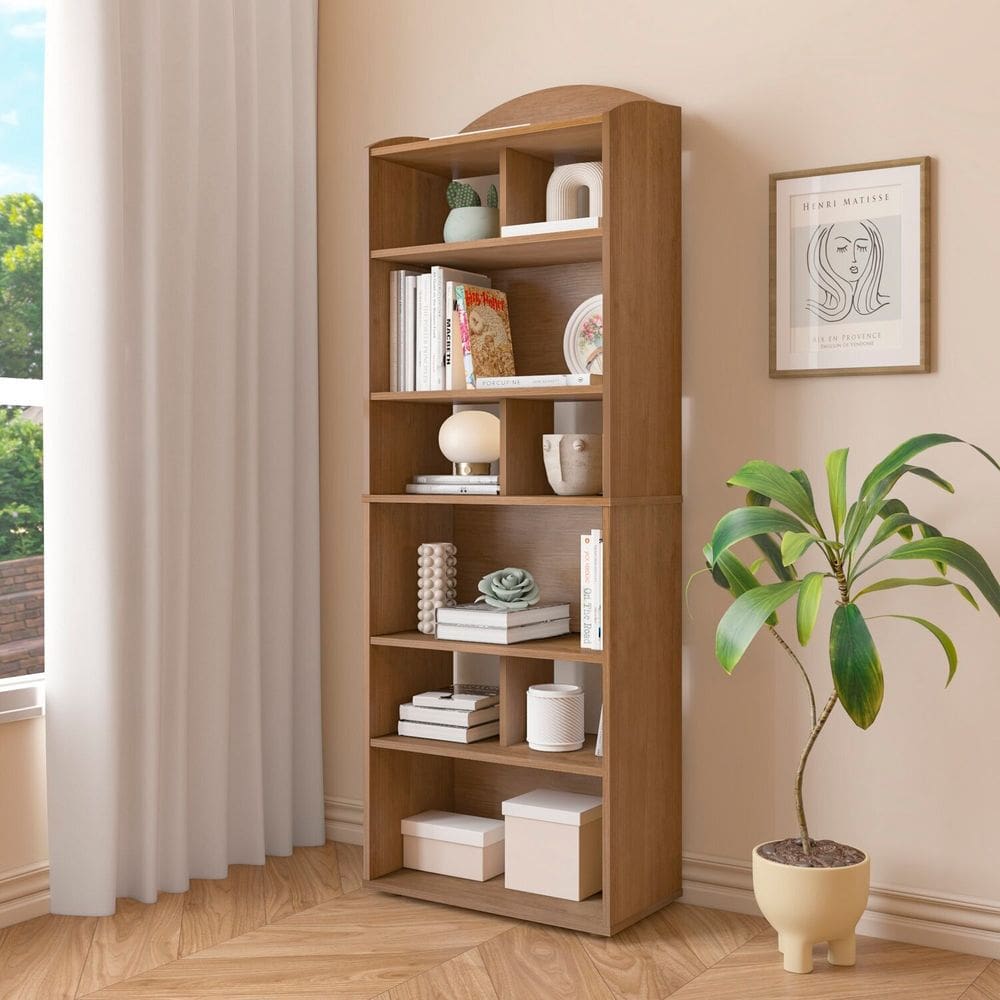 Estante para Livros Sala de Estar com 10 Nichos Arco Cinamomo