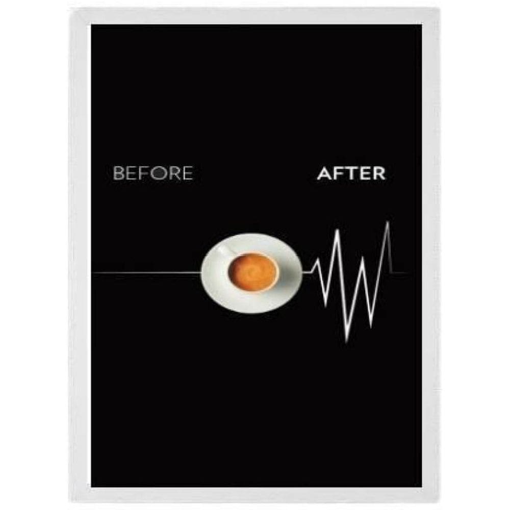 Quadro Decorativo Café Sinal Vital Moldura Branca 24X18Cm