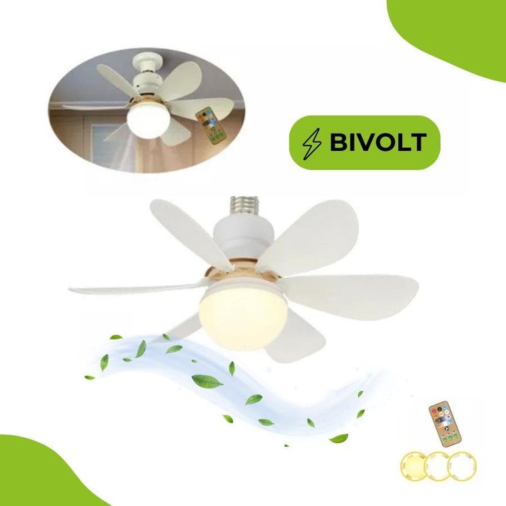 Ventilador De Teto Lâmpada Led 30W Bivolt + Controle Remoto