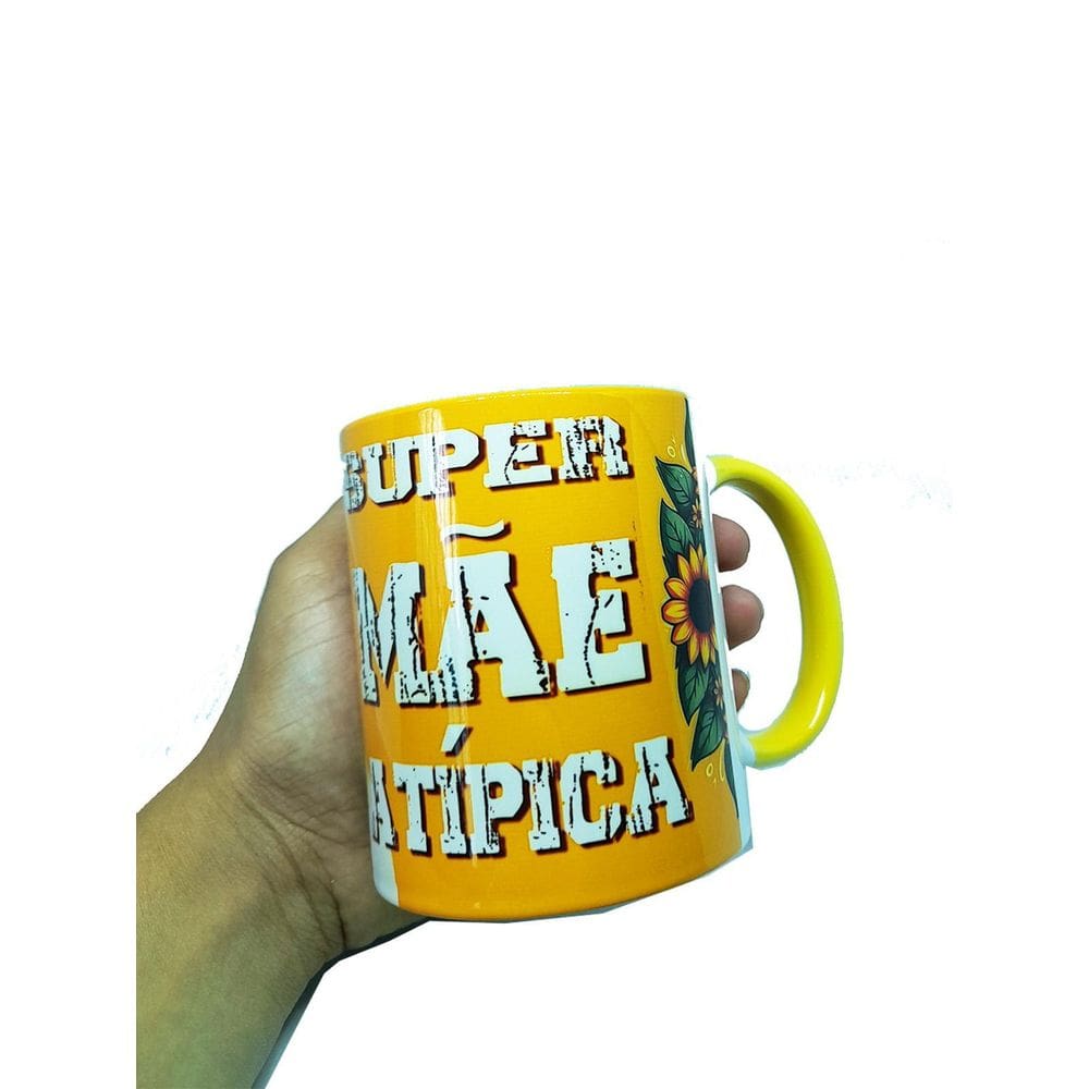 Caneca Exclusiva Super Mãe Atipica Com Chaveiro Especial