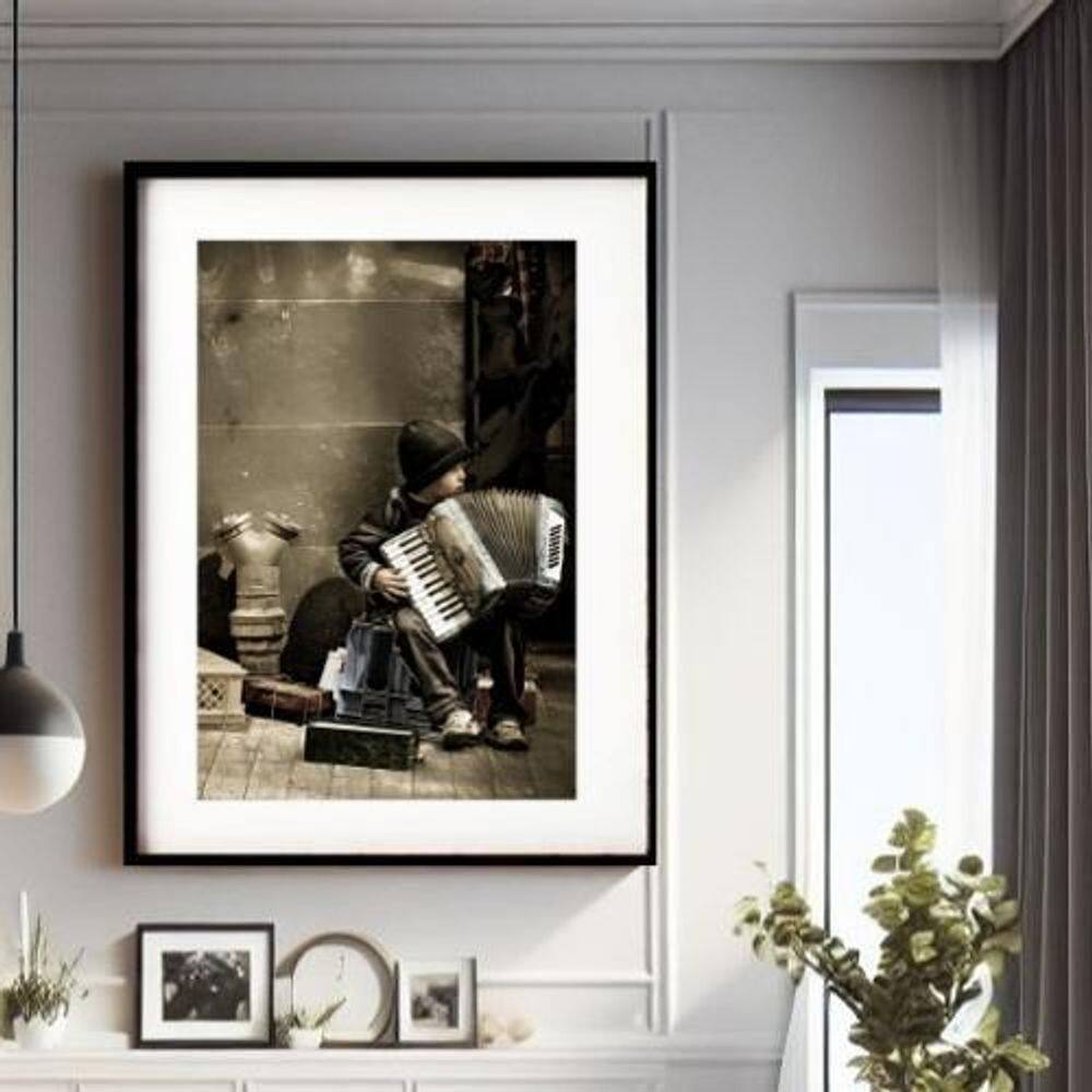 Quadro Decorativo Garoto Acordeon 60X48Cm