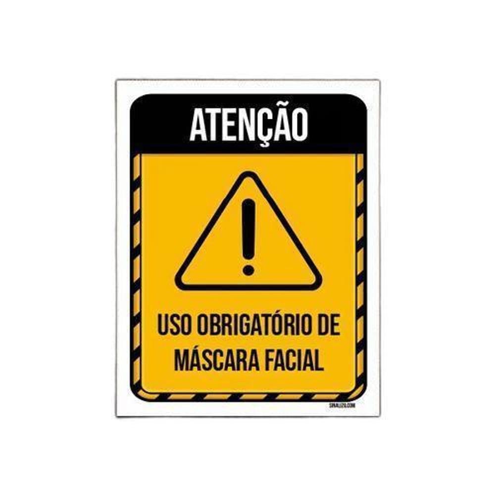 Kit 5 Placas Atenção Uso Obrigatório Máscara Facial