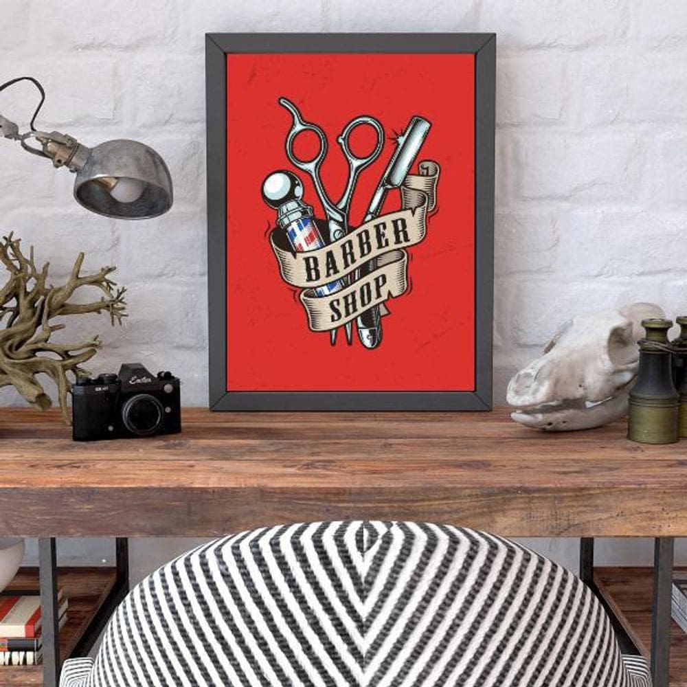 Quadro Decorativo Barber Shop Tesouras 45x34cm