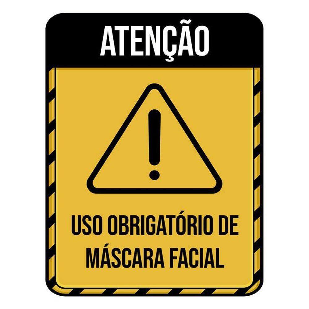 Kit 3 Placas Atenção Uso Obrigatório Máscara Facial