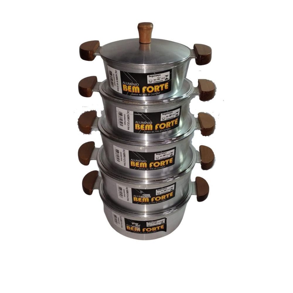 Jogo Panelas Bem Forte Alumínio Fundido 5 Peças Tampa Pesada