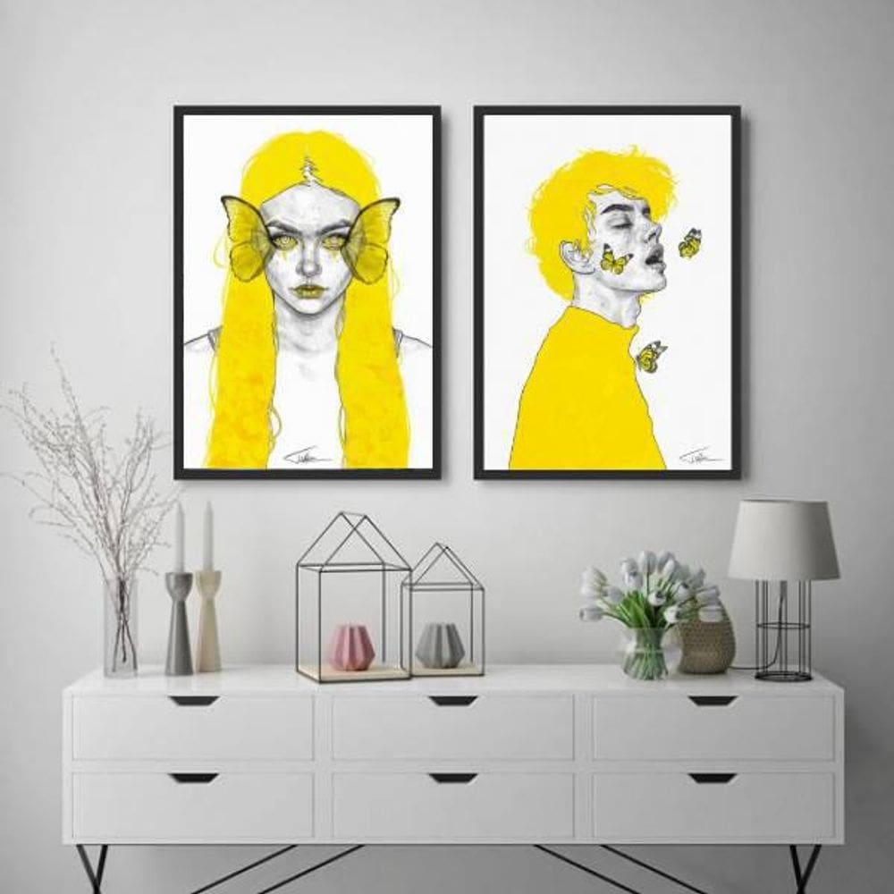 Kit Quadro Decorativo Butterfly Aliens 45x34cm 2 Peças