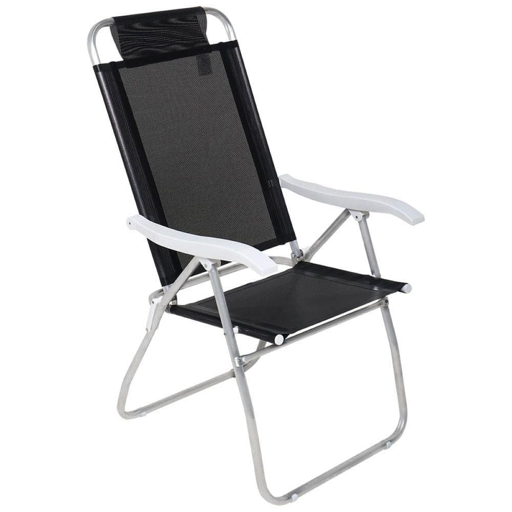 Cadeira De Praia Reclinável Prosa Mormaii Preta Bel Alumínio
