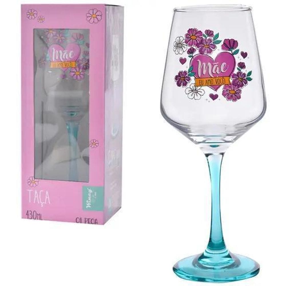 Taca De Vidro Dia Das Mae 430Ml Para Vinho / Gin / Drinks