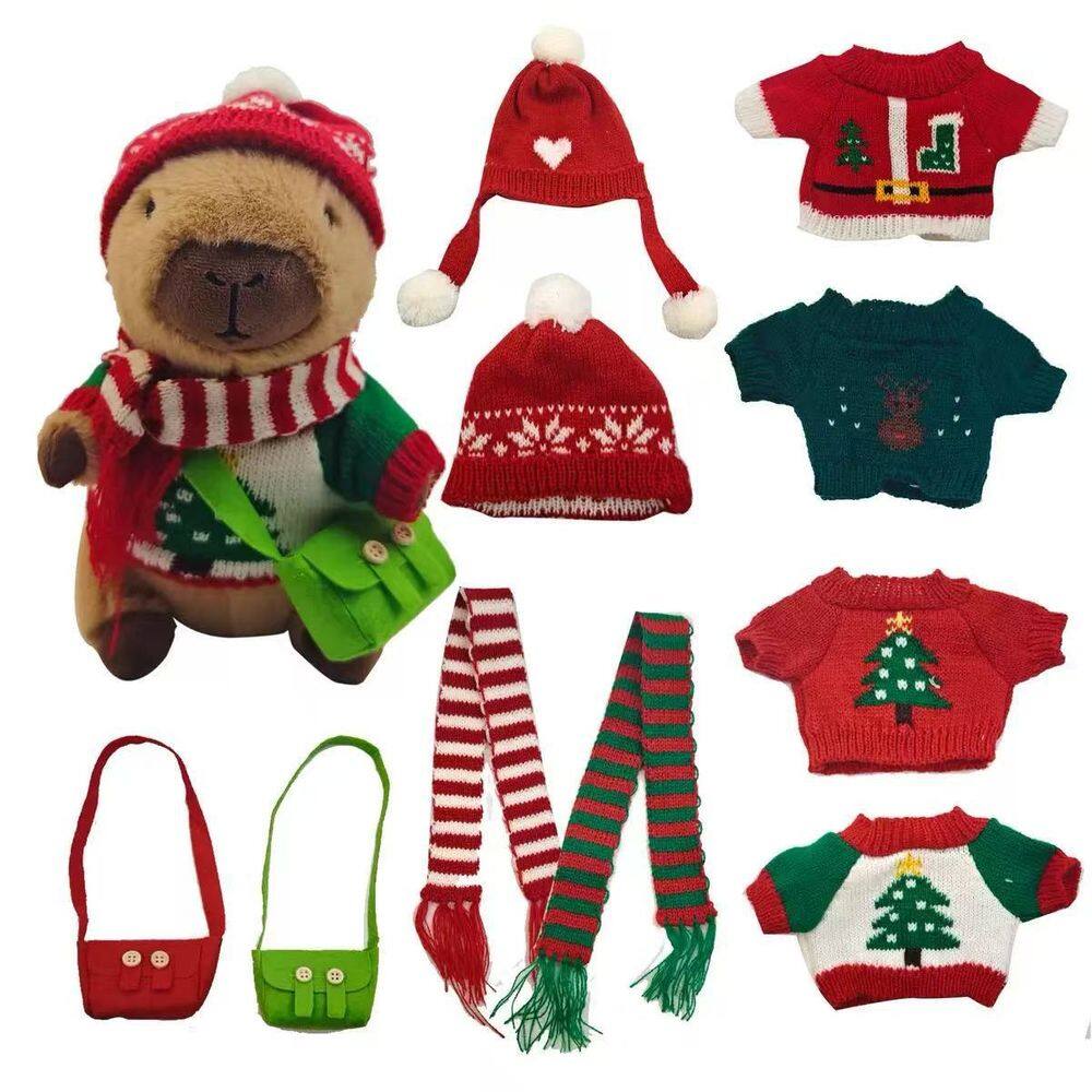 Conjunto de brinquedos de pelúcia Kireidane Capybara com 7 roupas e acessórios