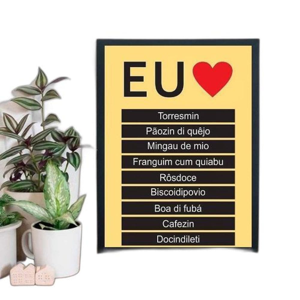 Quadro Eu Amo Ser Mineiro 33X24Cm Com Vidro - Madeira Preta