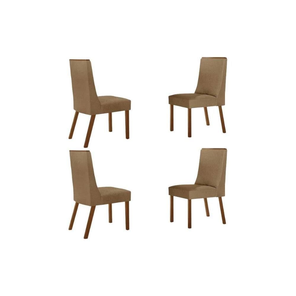 Cadeira de Cozinha Dakota Kit 4 Un Madeira Capuccino/Linho Capuccino - Rufato