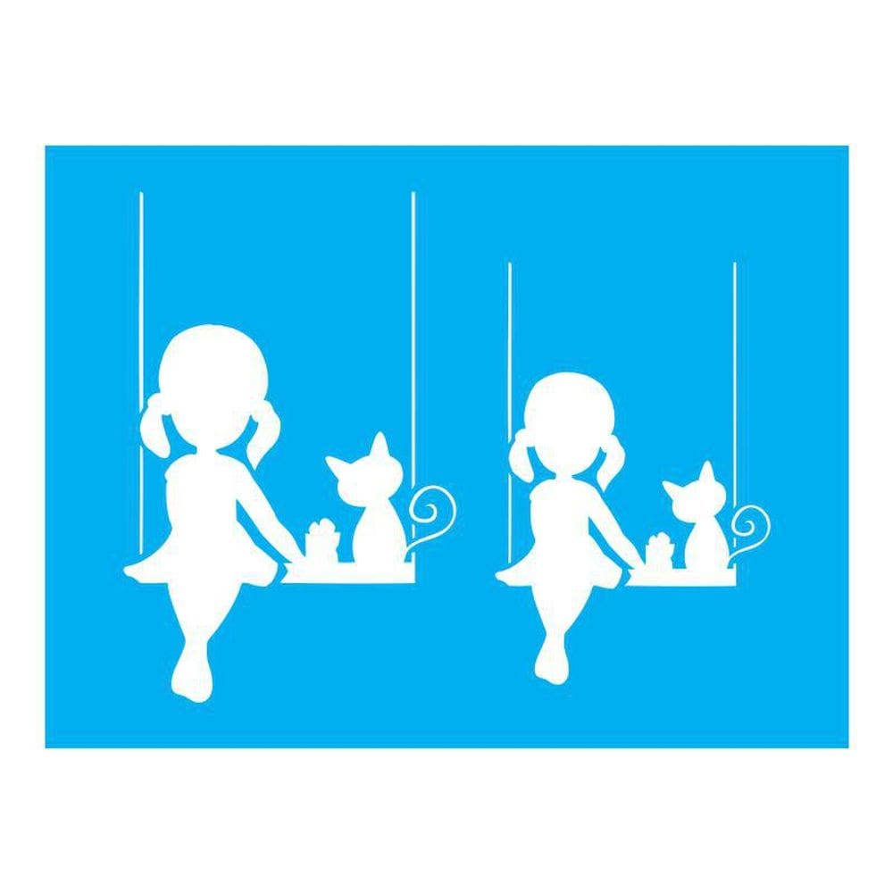 Stencil Tamako Menina Balanço - 15X20Cm - Ref A2882