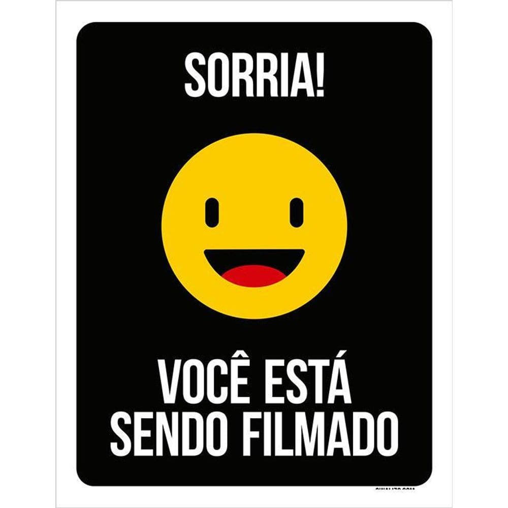 Placa Sinalização Sorria Você Está Sendo Filmado 36X46