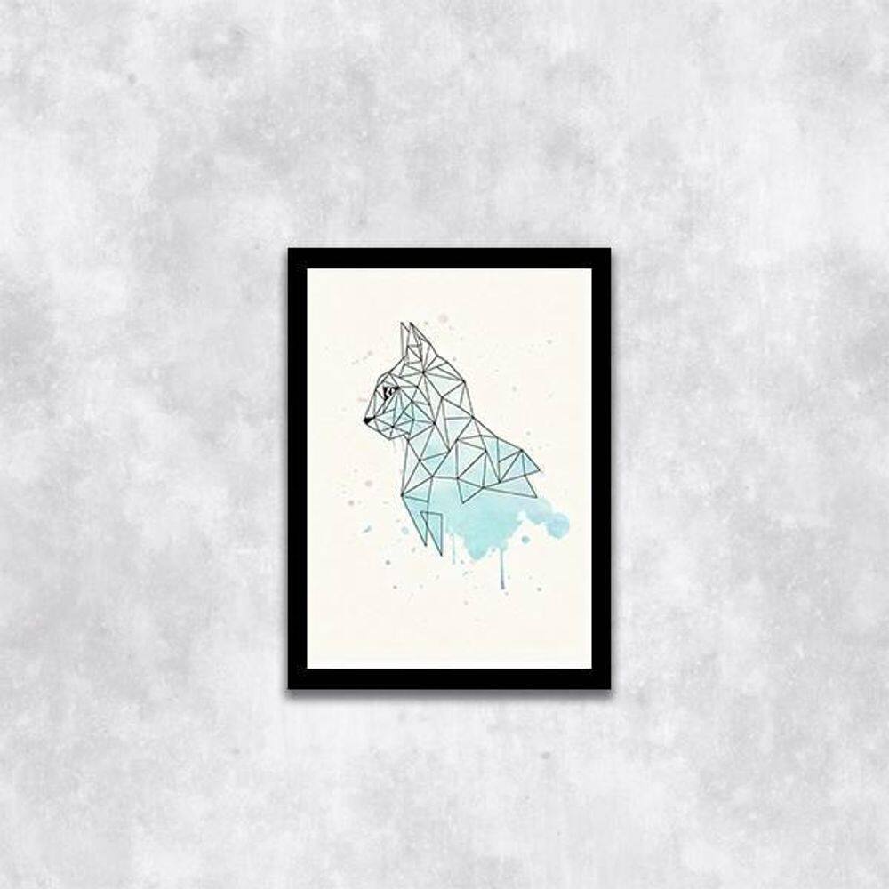 Quadro Gato Geométrico 24X18Cm