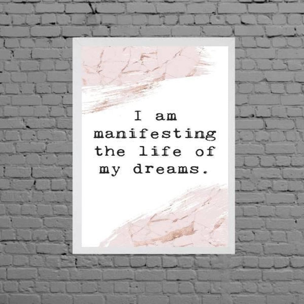 Quadro Decorativo Frase Lei De Atração 45X34 Moldura Branca