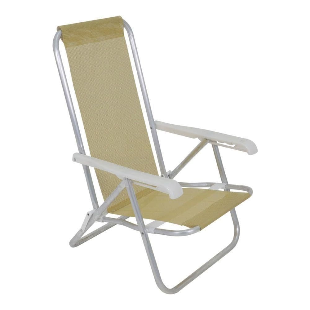 Cadeira Lazy Reclinável 4 Posições Alumínio Bege Bel