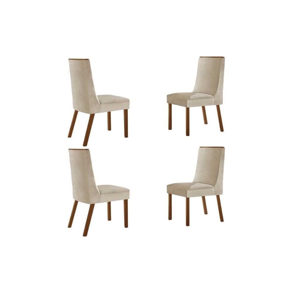 Cadeira de Cozinha Dakota Kit 4 Un Madeira Capuccino/Suede Creme - Rufato