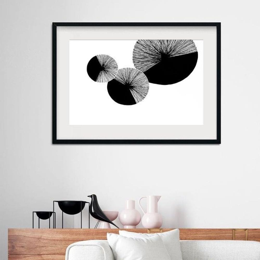 Quadro Círculos P&B Texturas - 60X48Cm