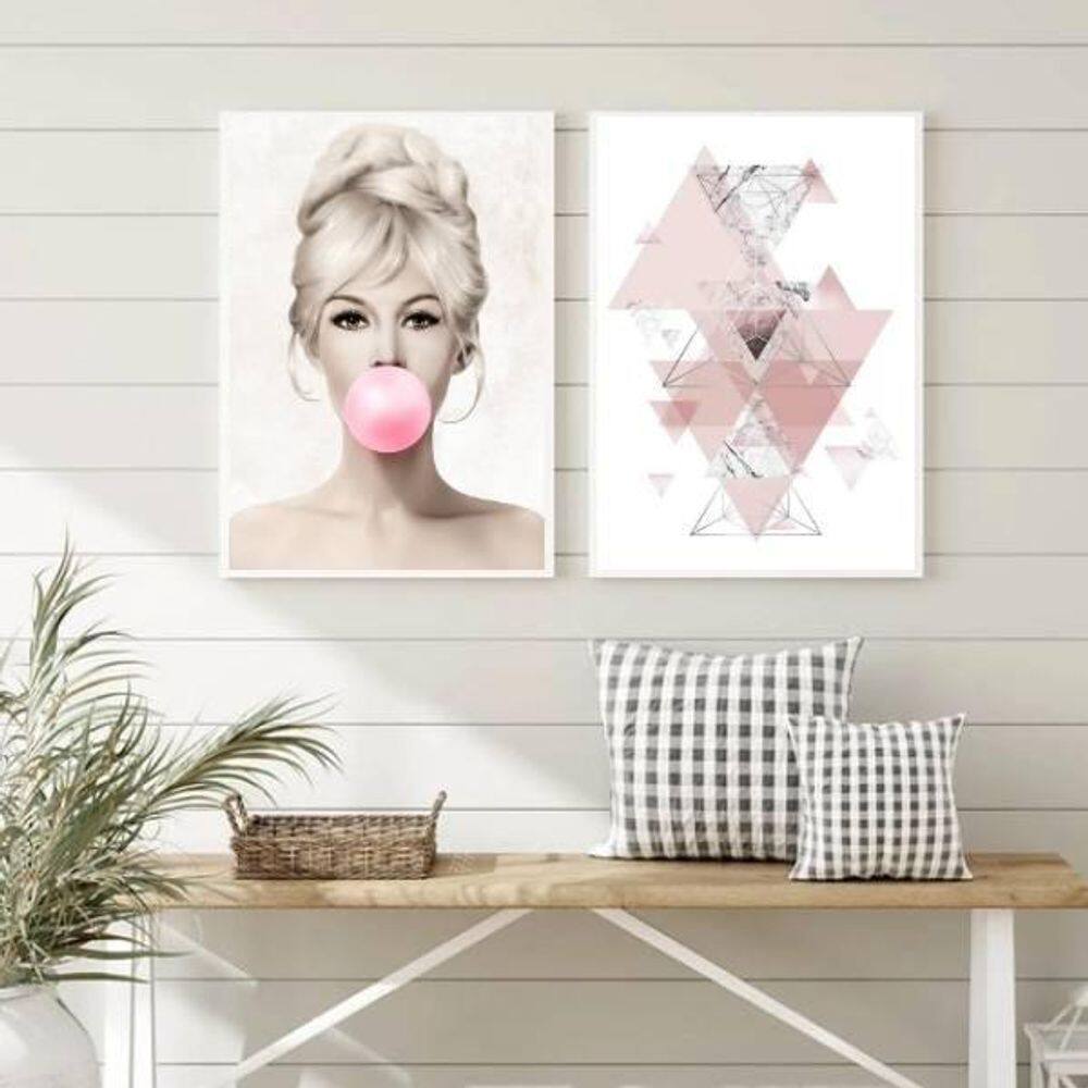 Kit 2 Quadros Decorativos Brigitte Bardot 33X24Cm Branca