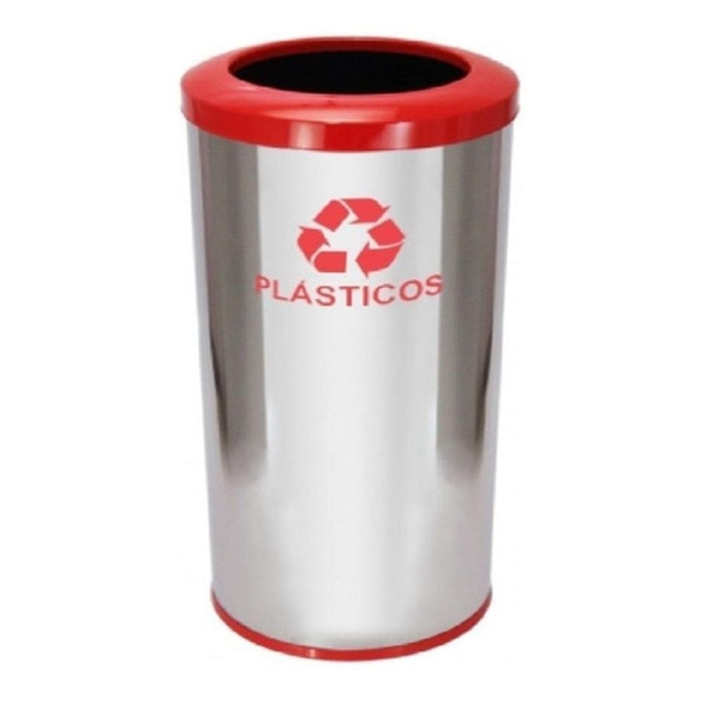Lixeira Em Aço Inox Com Aro Pintado 50L