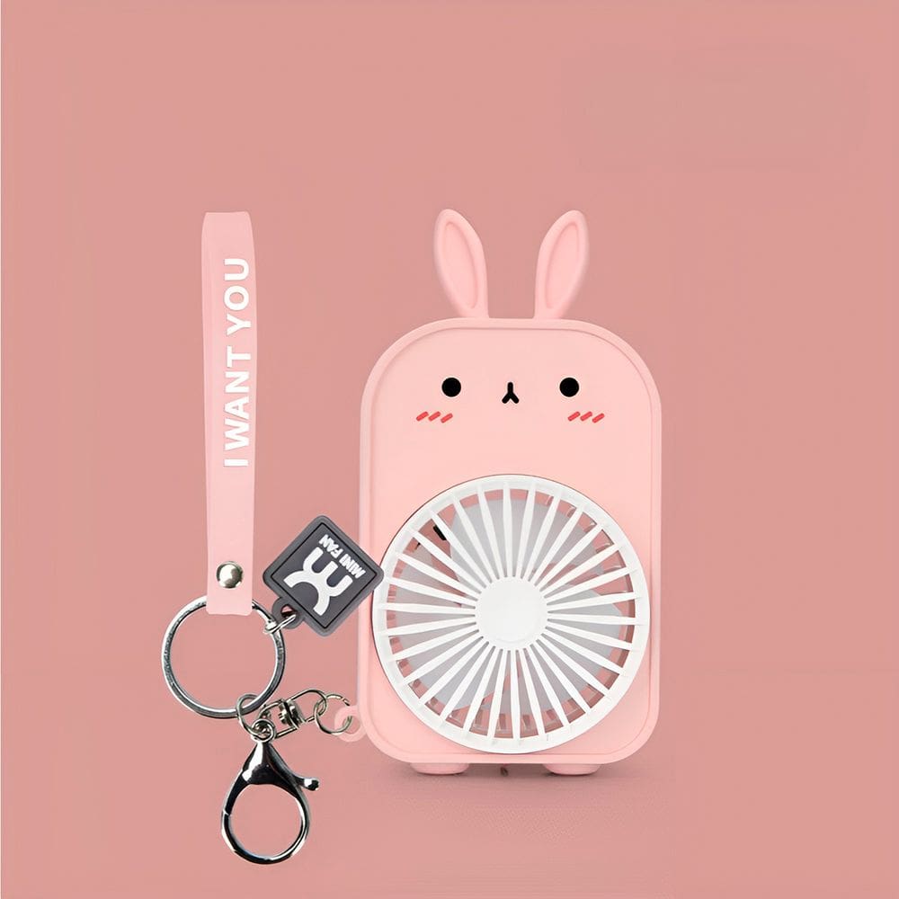 Mini Ventilador de Mão Portátil Chaveiro Recarregável Cor:Rosa