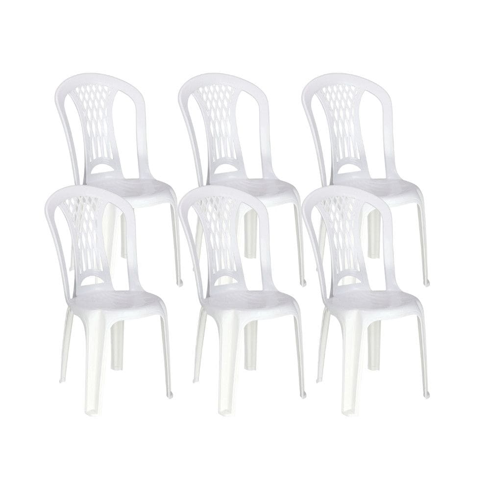 Kit 6 Cadeiras de Plastico Sem Braco Laguna Tramontina Basic