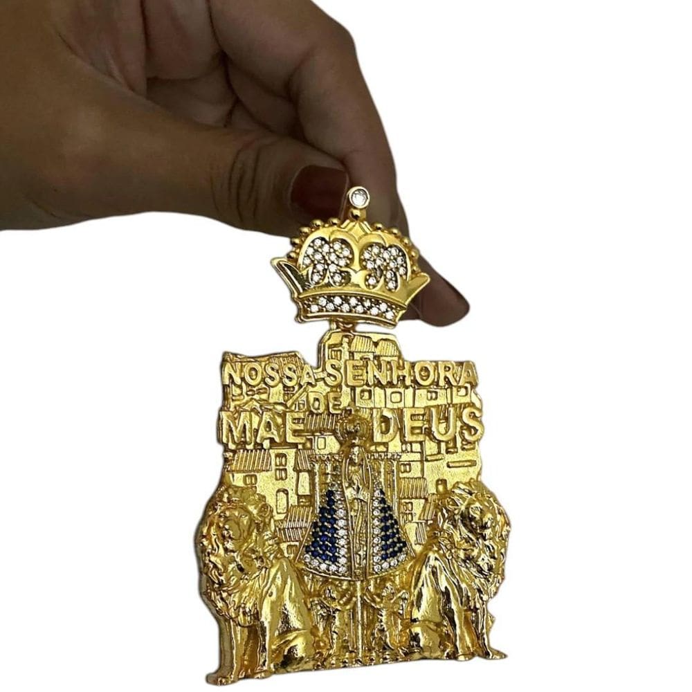 Pingente Santa Nossa Senhora Aparecida Coroa Banhado A Ouro