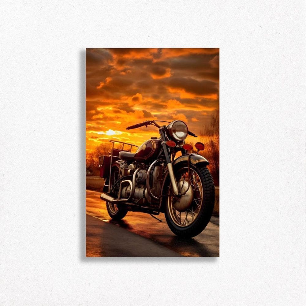 Quadro Decorativo Road Moto Motocicleta Estrada Sol Vintage