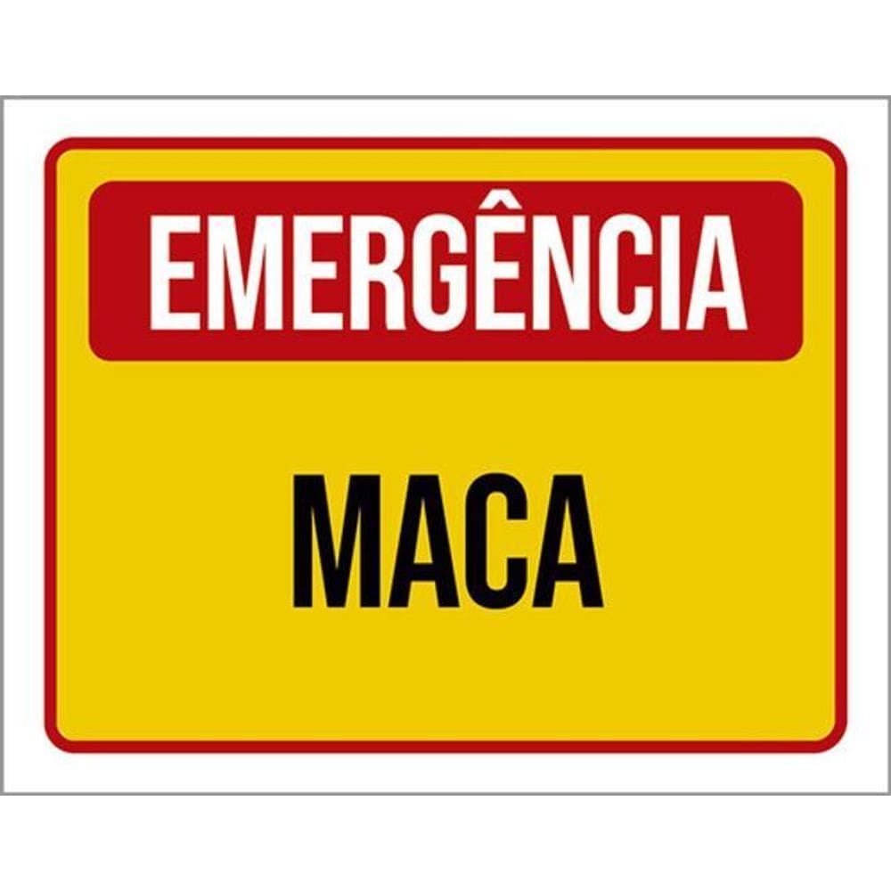 Kit 3 Placas Sinalização - Emergência Maca Amarelo