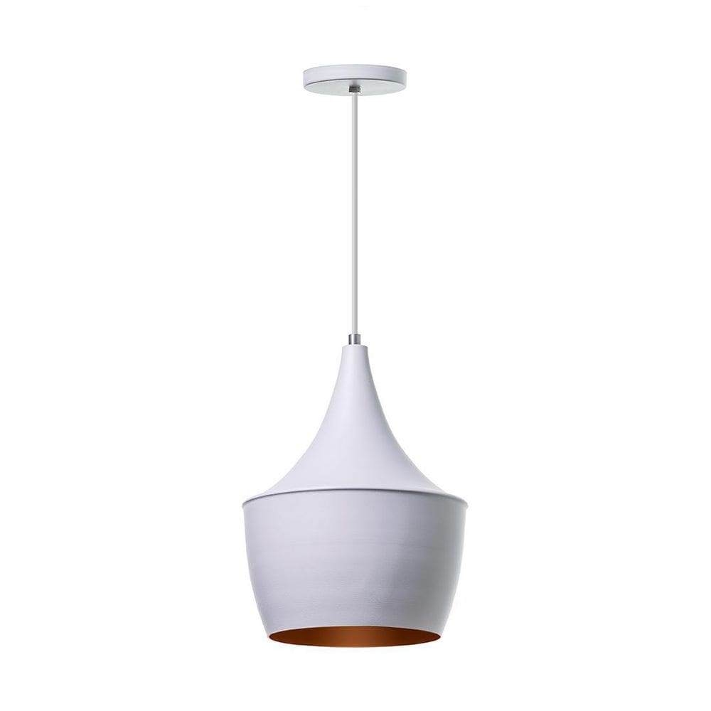 Lustre Pendente Interno Balão Branco Com Cobre Decoração