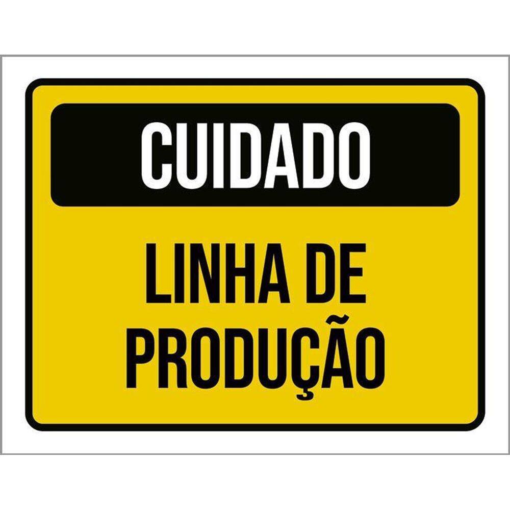 Placa De Sinalização - Cuidado Linha De Produção 36X46