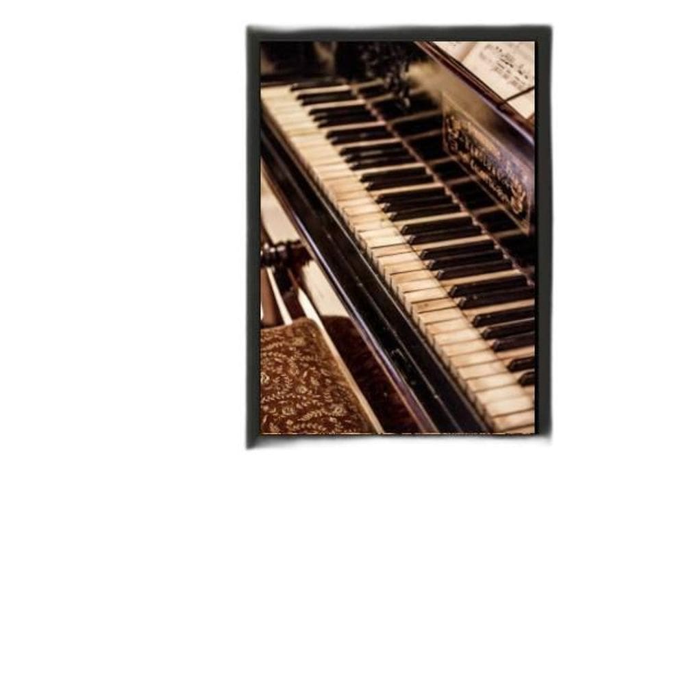 Quadro Fotografia Piano 33X24Cm - Com Vidro - Madeira Preta