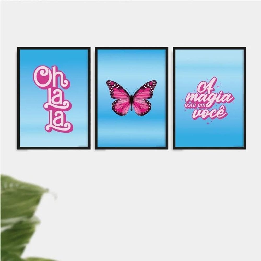 Kit 3 Quadros Ohlala- A Magia Está Em Você 45X34Cm Preta