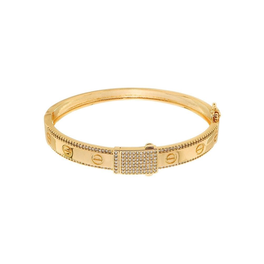 Bracelete Dourado Cravejado De Zircônia