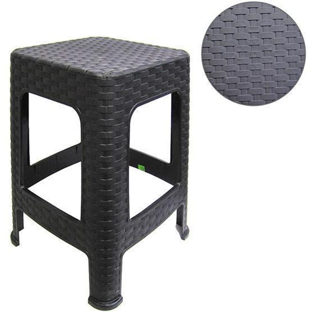 Banqueta De Plastico Quadrada Rattan Preta 45X26,5Cm