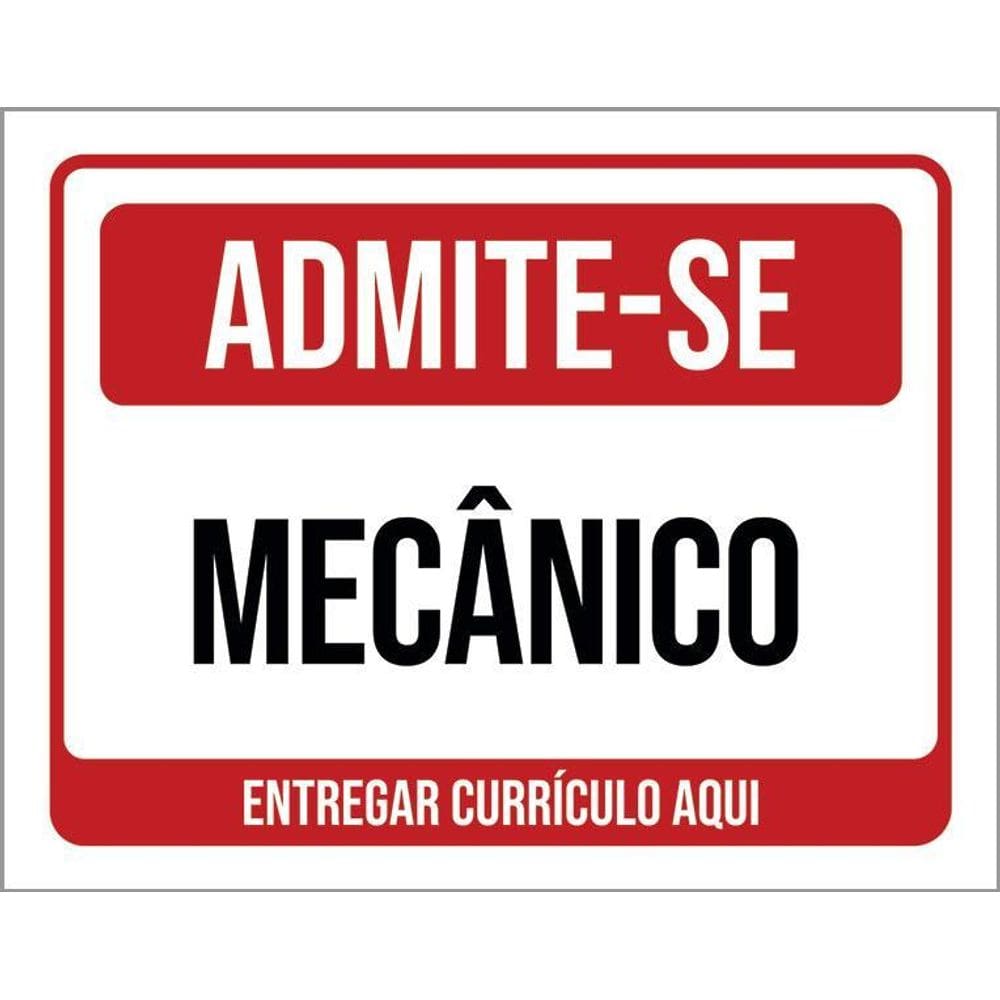Placa Sinalização - Adimite-Se Mecânico Currículo 36X46