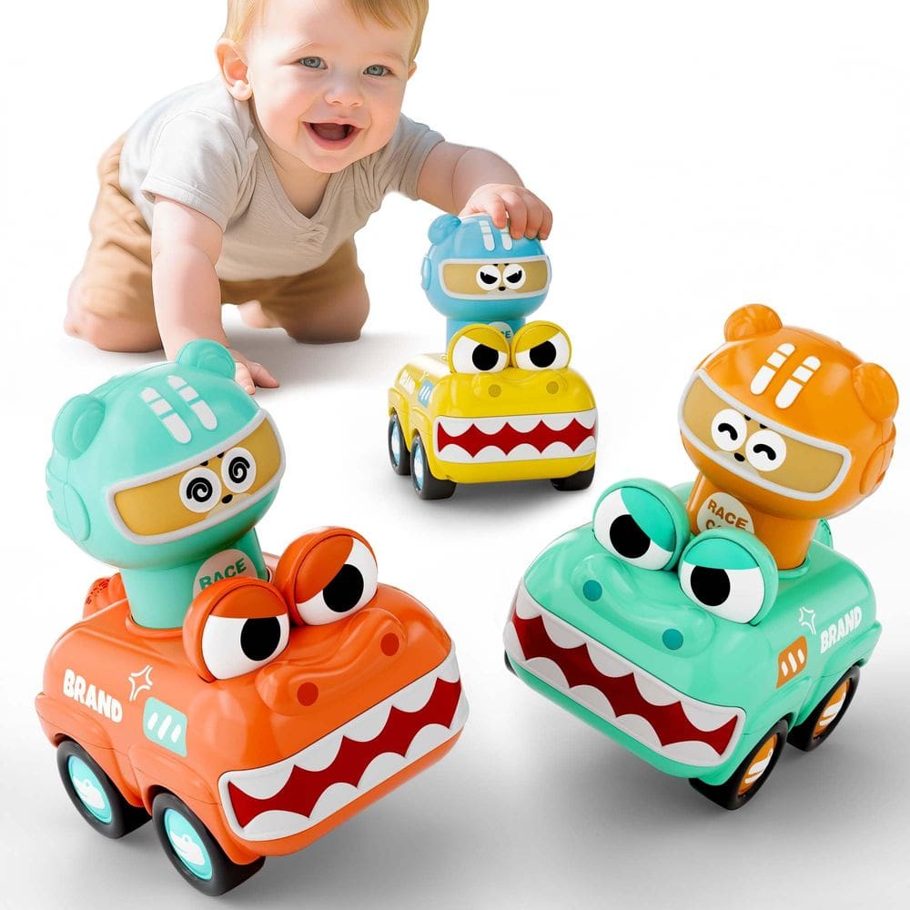 Carrinho de Brinquedo iPlay iLearn Press to Go Animal para Crianças de 1 a 3 Anos