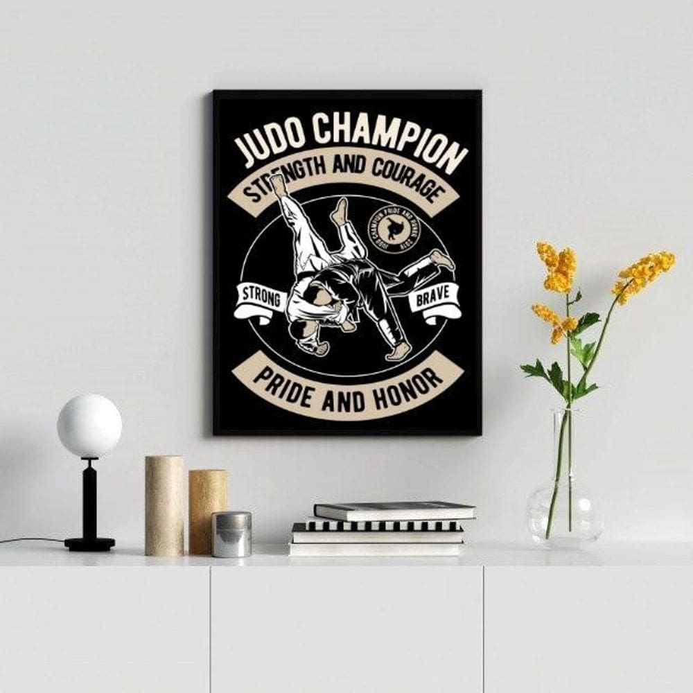 Quadro Poster Judô 33x24cm - Moldura Branca