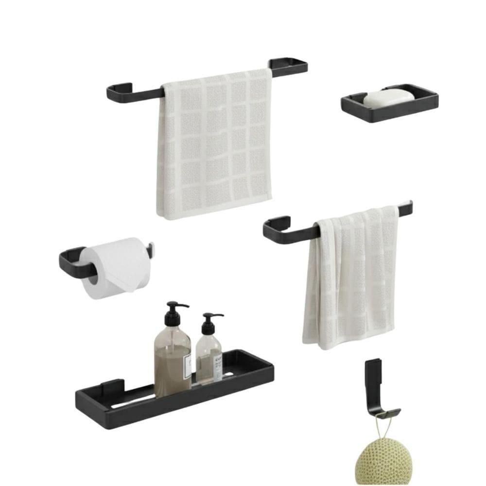 Kit Banheiro Porta Toalha, Saboneteira E Gancho - Preto