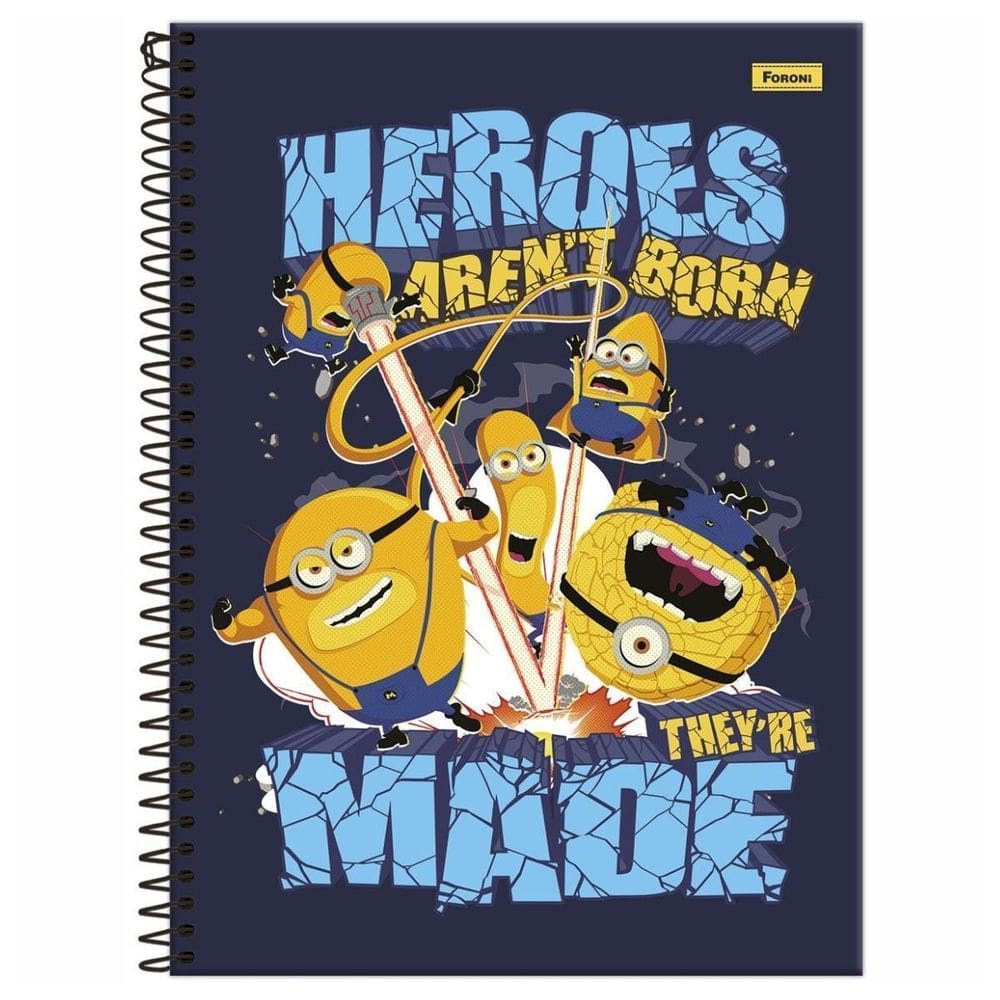 Caderno Minions Espiral Capa Dura 1 Matéria 80F Escolar