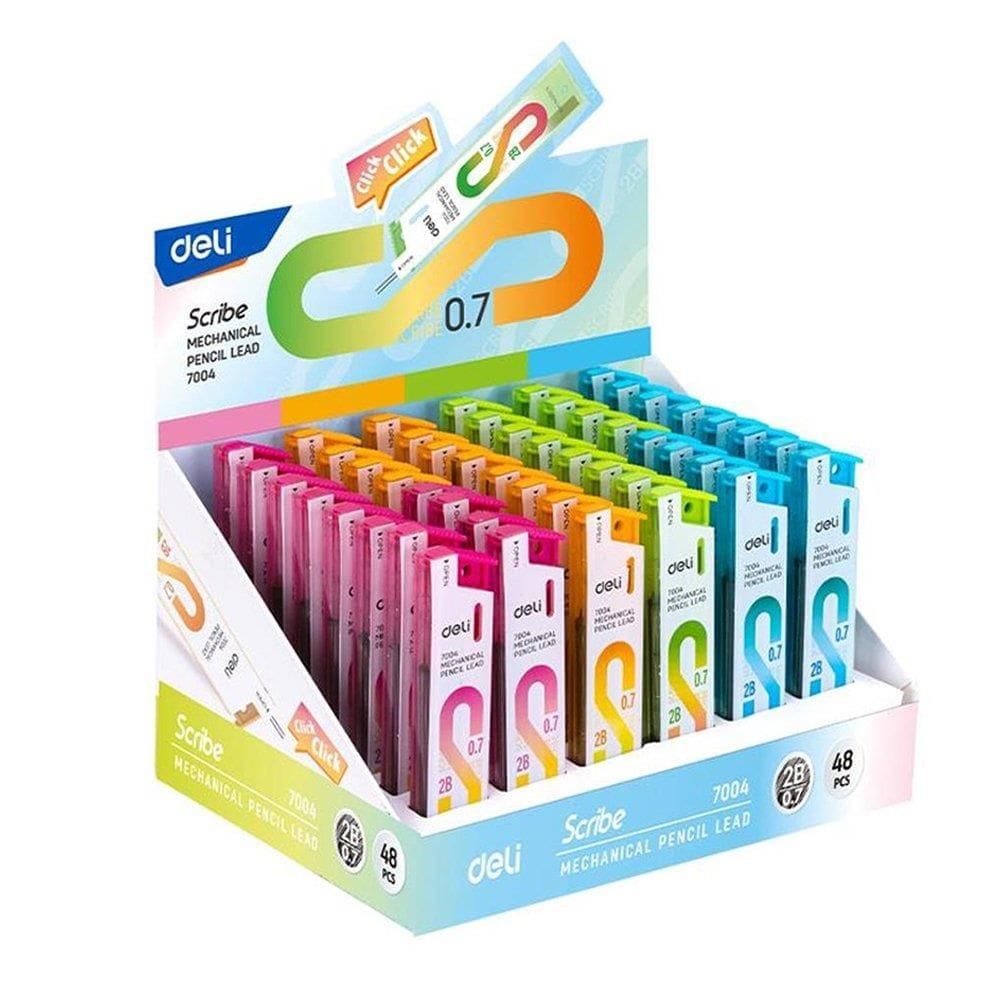 Grafite Deli 2B 20 Minas 0,7mm - Embalagem com 48 Unidades