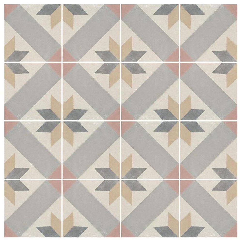 Adesivo Piso Colacomigo Ladrilho Estrela Bege Antiderrapante